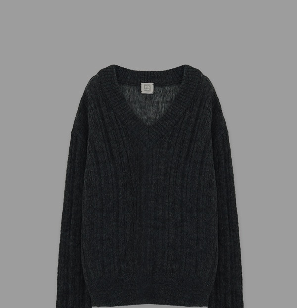 Moie V Neck Knit (Charcoal)