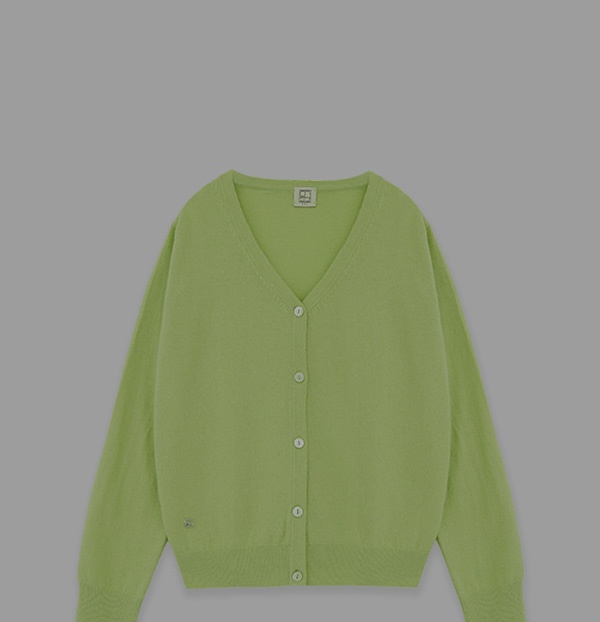 [Cashmere] Plain Cardigan (Milk Matcha)