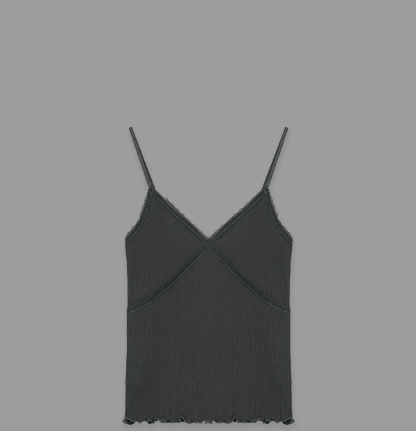 오디에스 [Essential] Lily Lace Sleeveless T (Charcoal) 상품 이미지 1