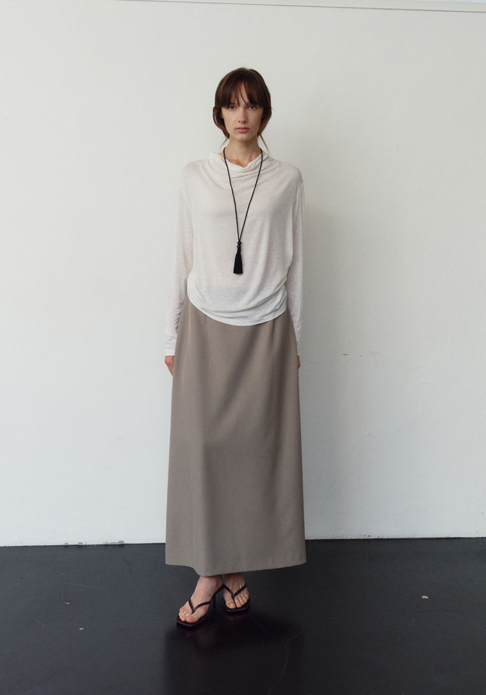 MAXI PENCIL SKIRT_ASH BEIGE