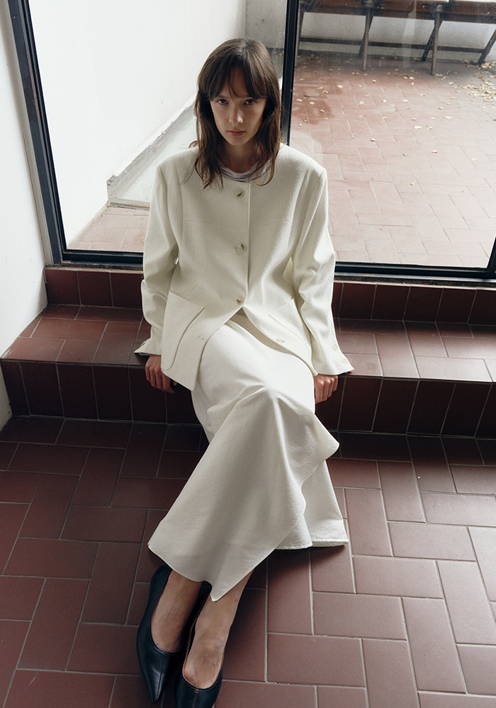 WOOL LINE TWEED JACKET_IVORY