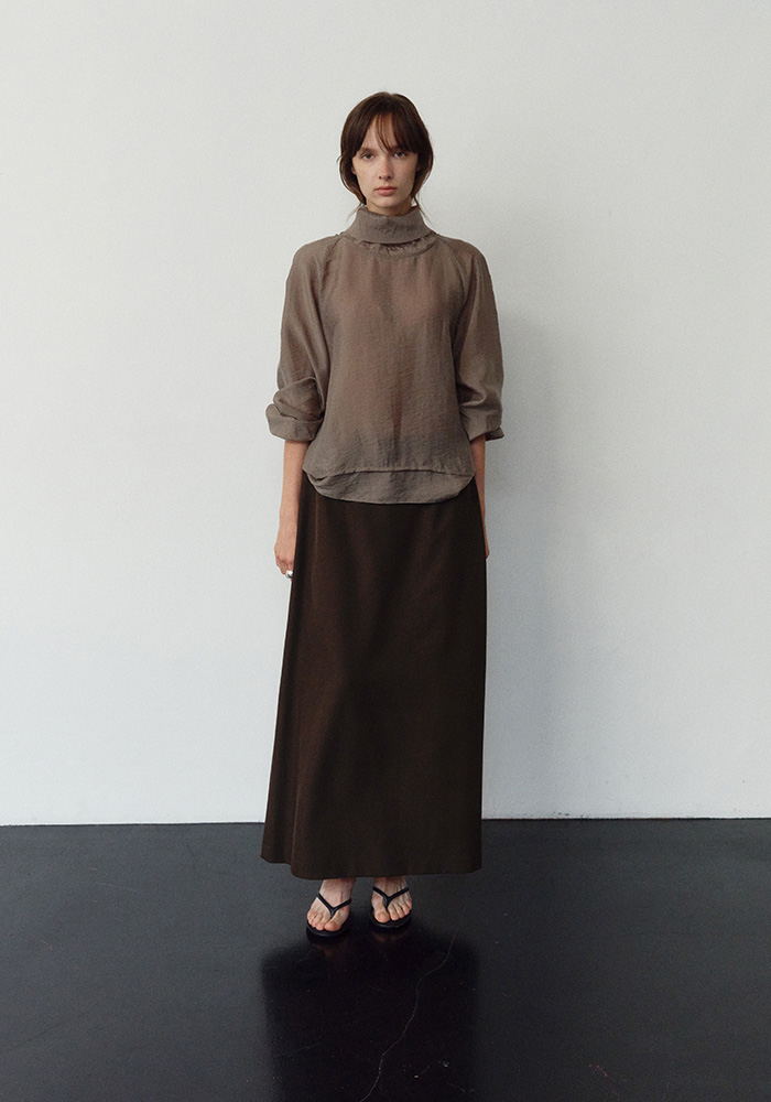 MAXI PENCIL SKIRT_BROWN