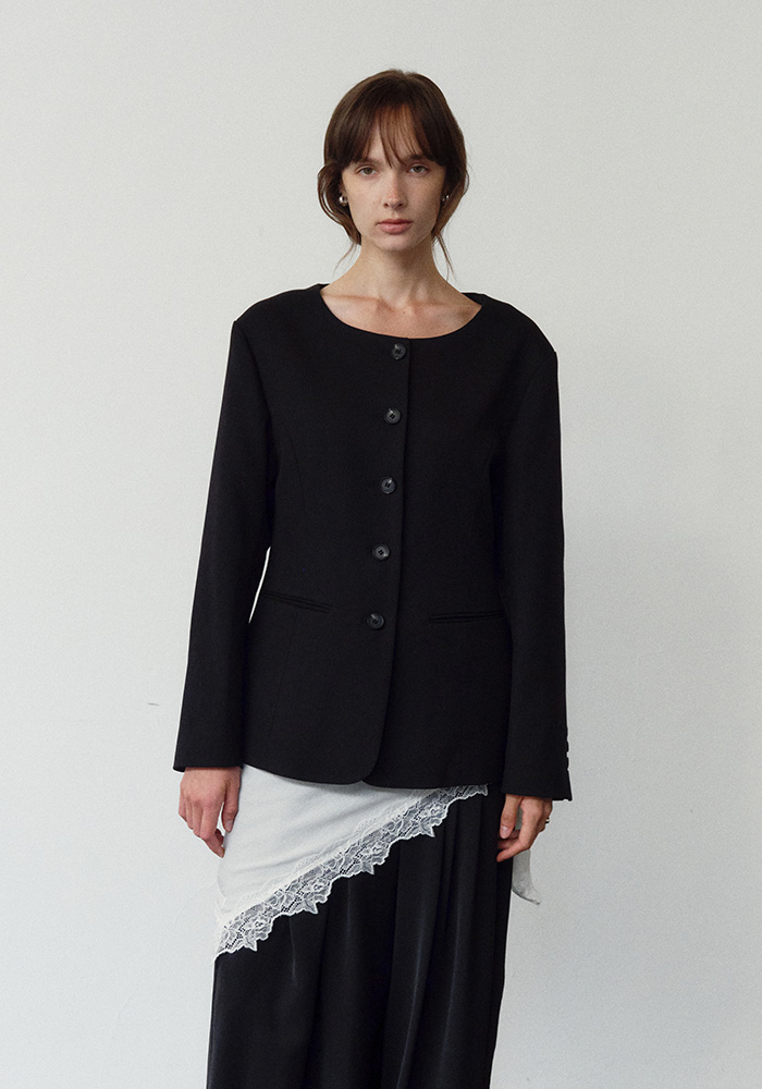 WOOL SLIM LINE JACKET_BLACK