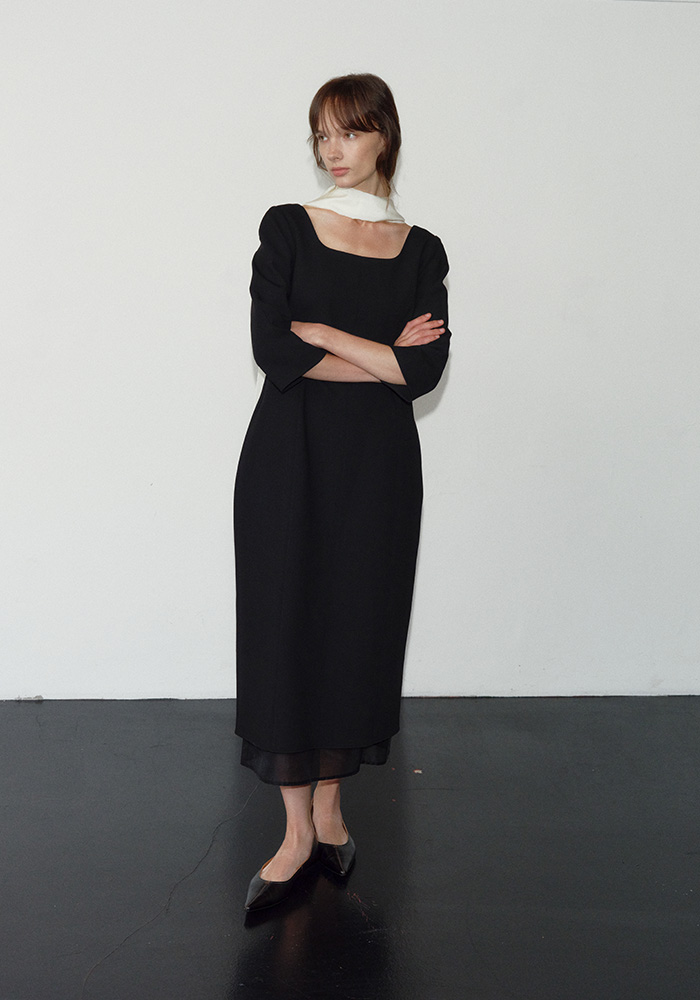 SHEER HEM LAYERED BALLOON OPS_BLACK