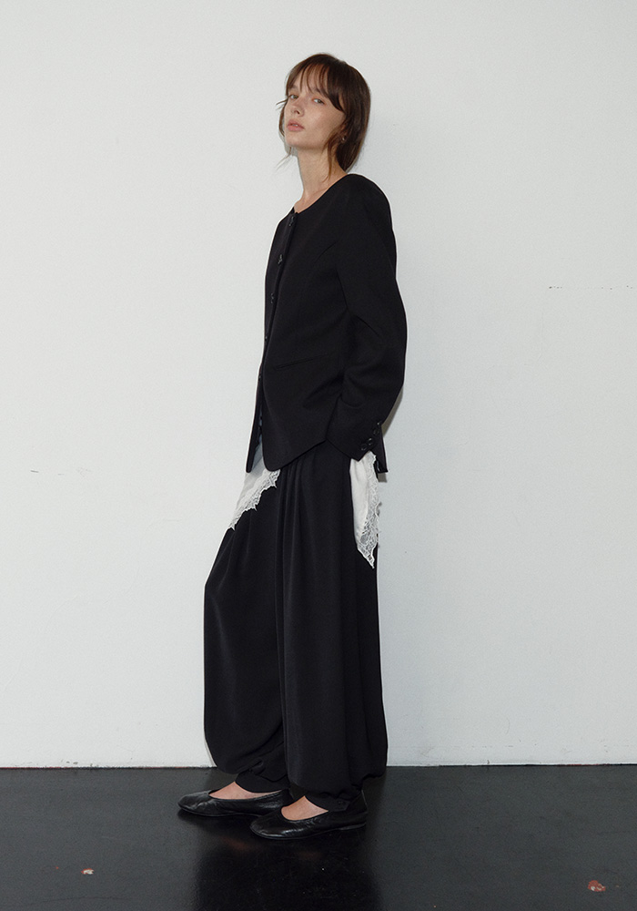 HEM BUTTON HAREM PANTS_BLACK