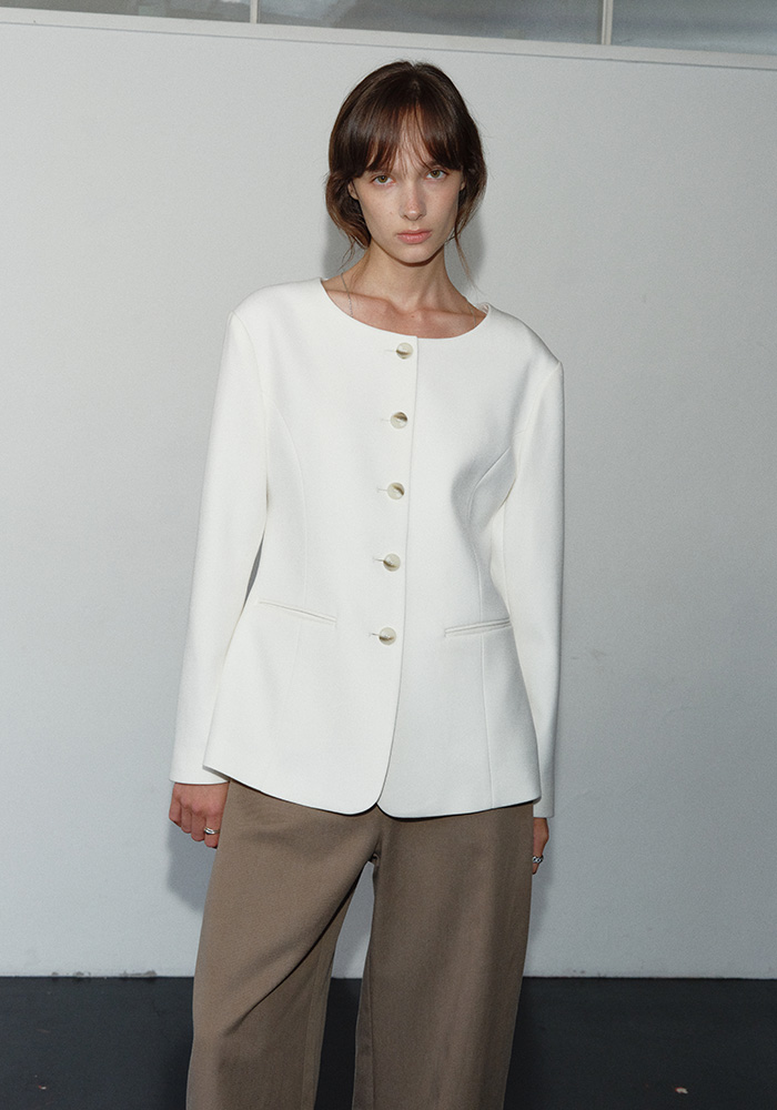 오브베이지 WOOL SLIM LINE JACKET_IVORY 상품 이미지 1