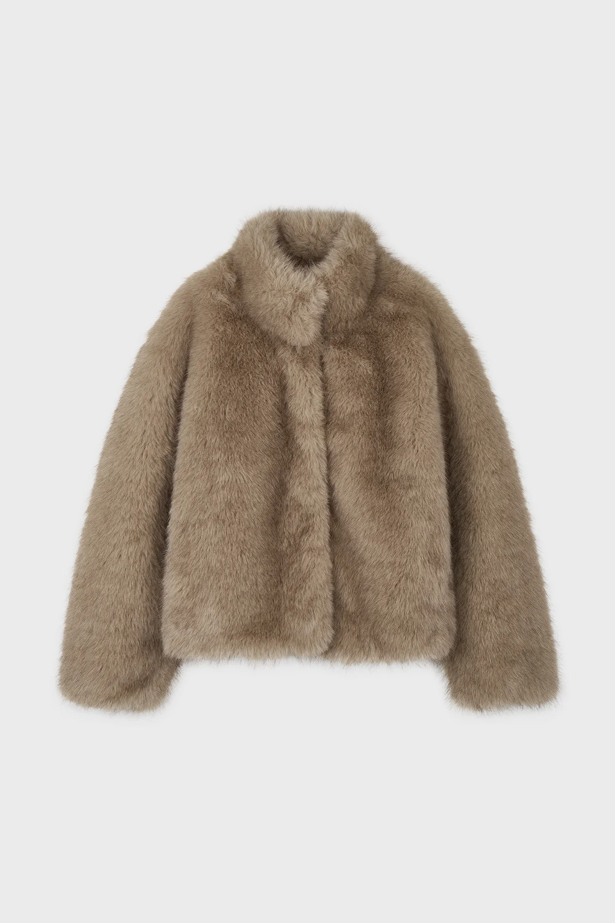 Fluffy Faux Fur Jacket (Brown)