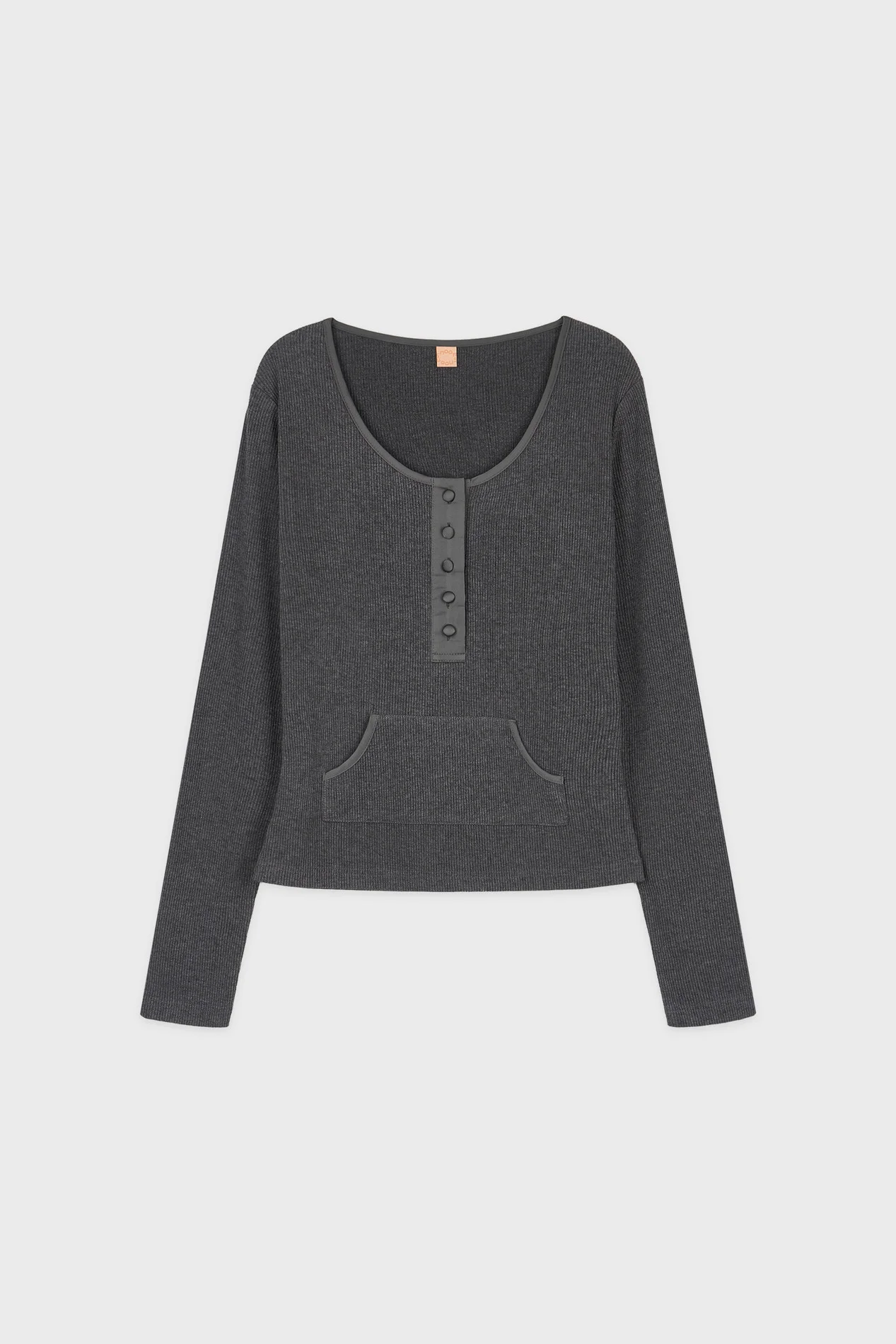 Henley Neck Pocket T-Shirt (Melange Grey)