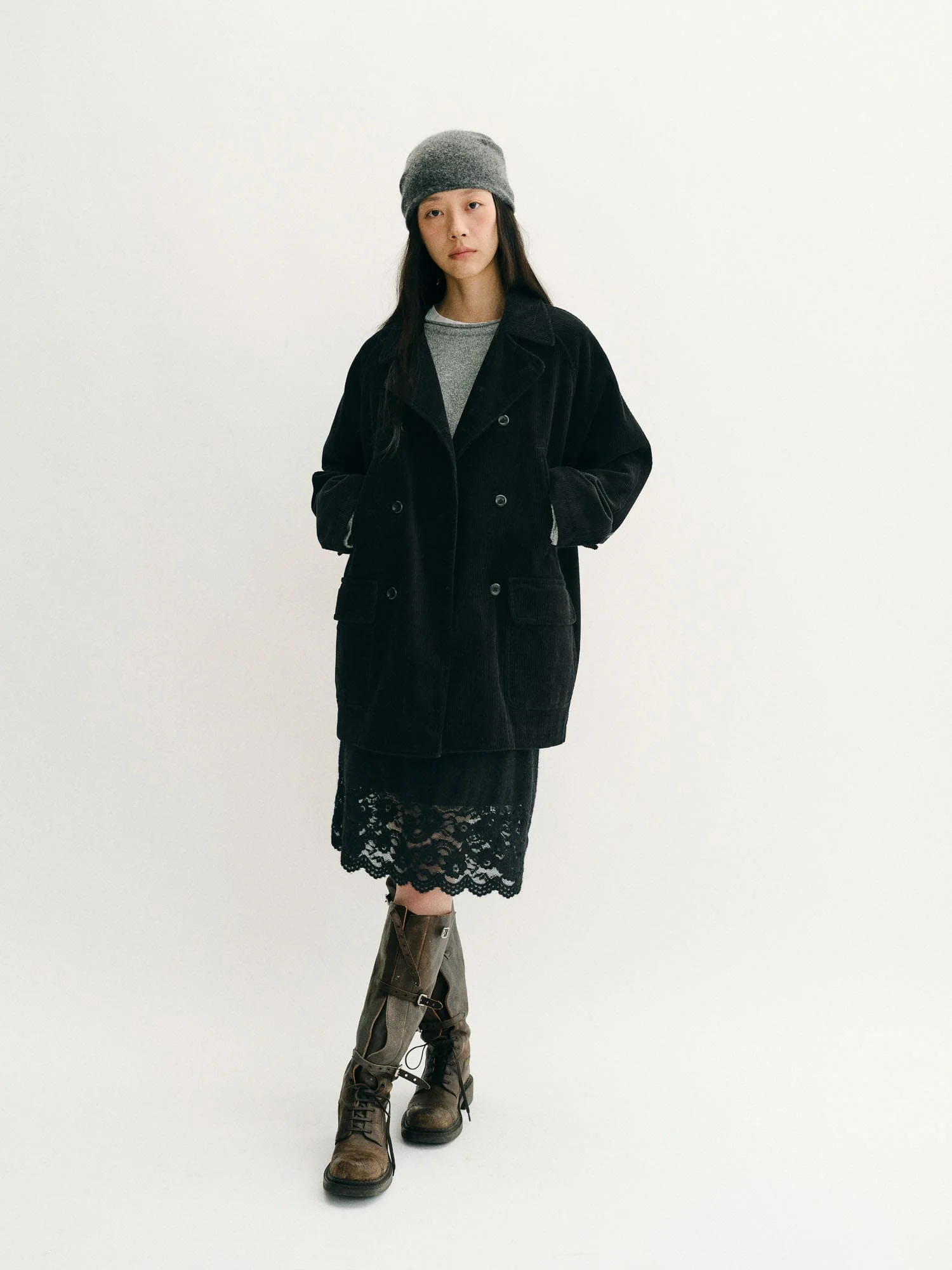 Corduroy Double Chore Jacket (Black)
