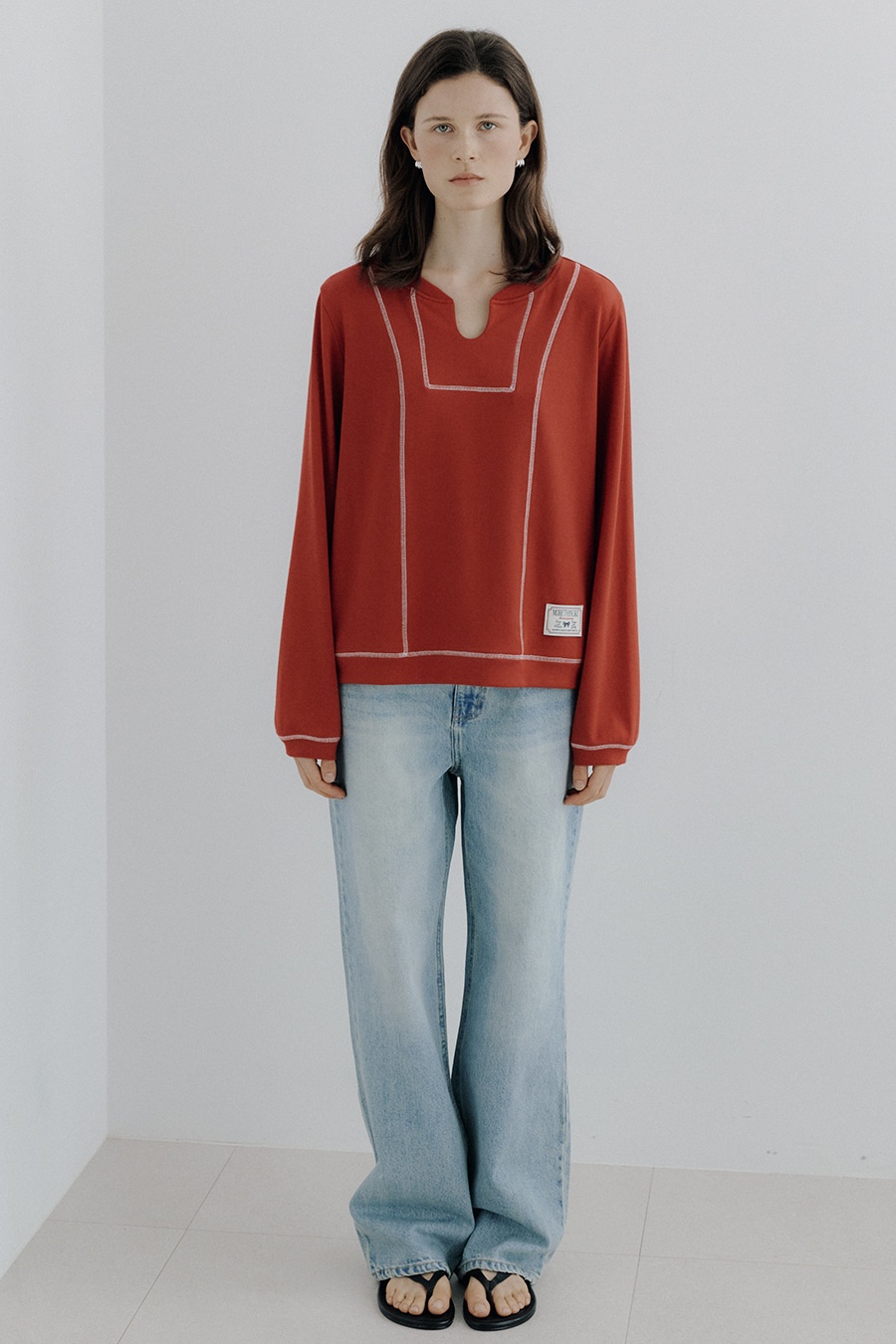 [예약배송 10/8 순차적 출고]MODAL STITCH LONG SLEEVE TEE- RED