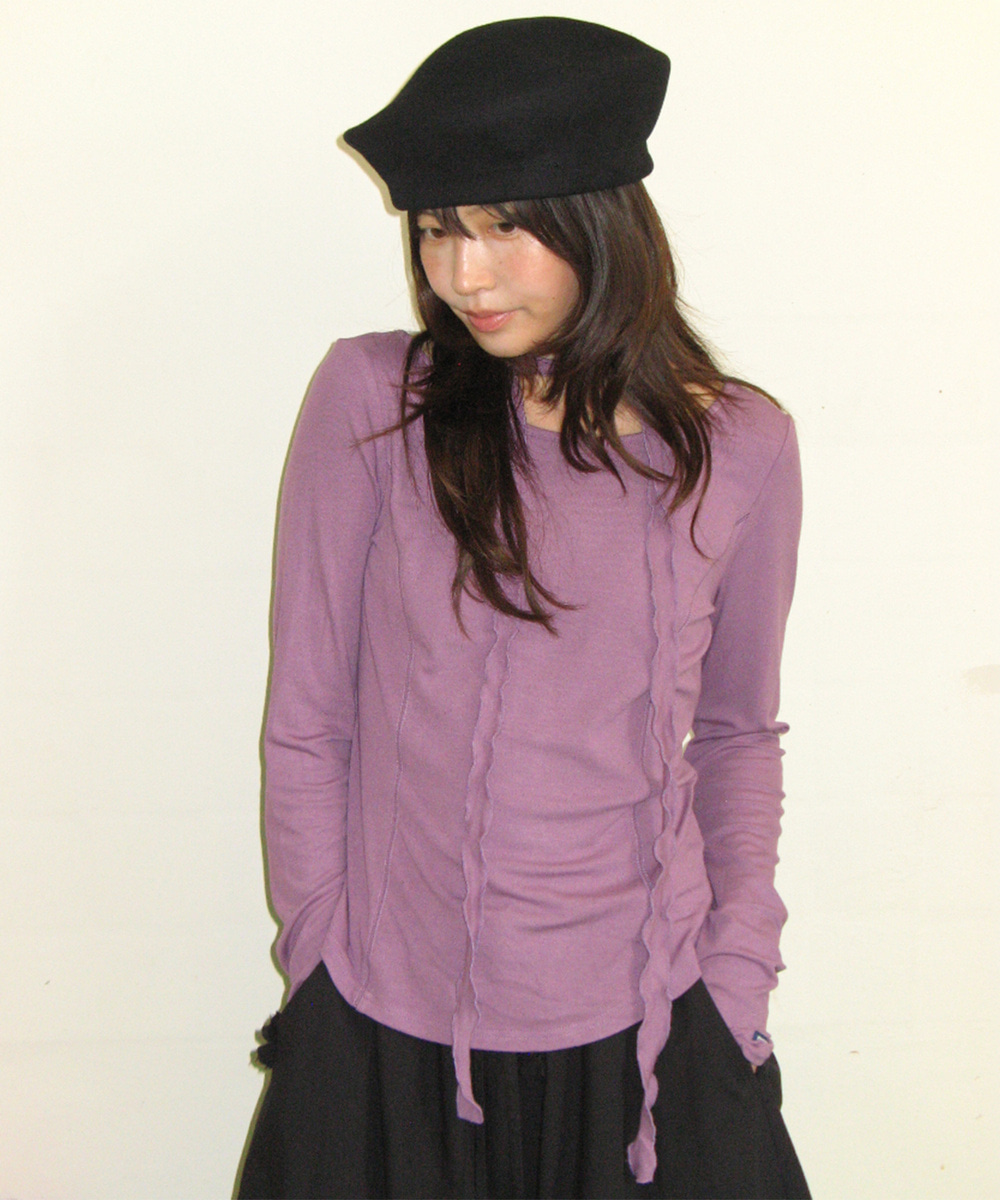 PETIT SCARF SET BOAT NECK LONG SLEEVE PURPLE