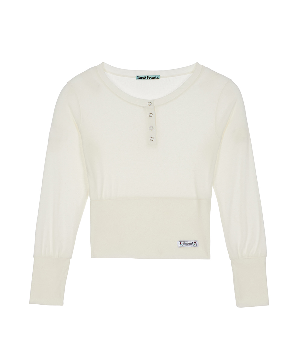 Eyelet Henley-neck Long Sleeve [Ivory]