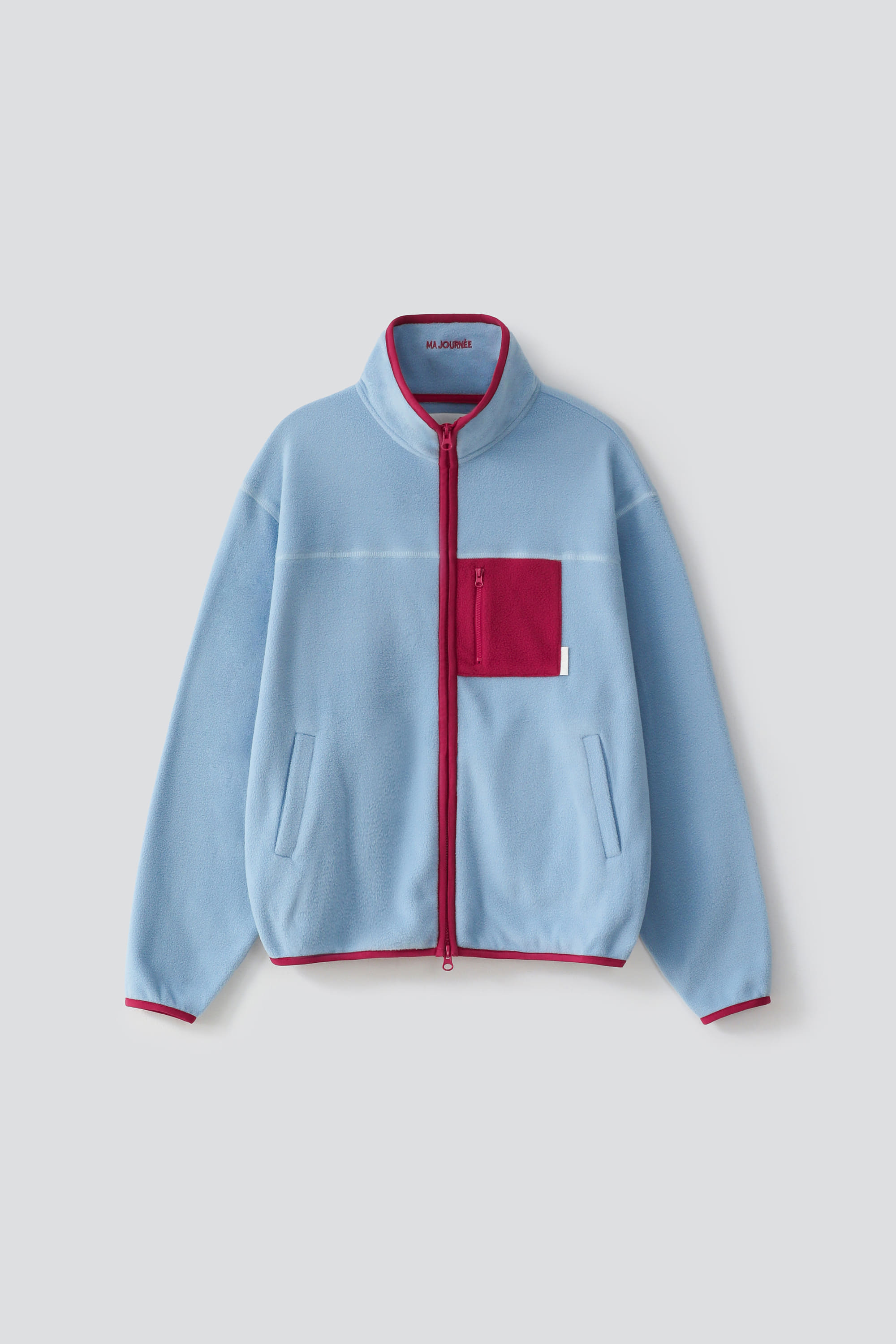 COLOR BLOCK FLEECE ZIP-UP_SKY