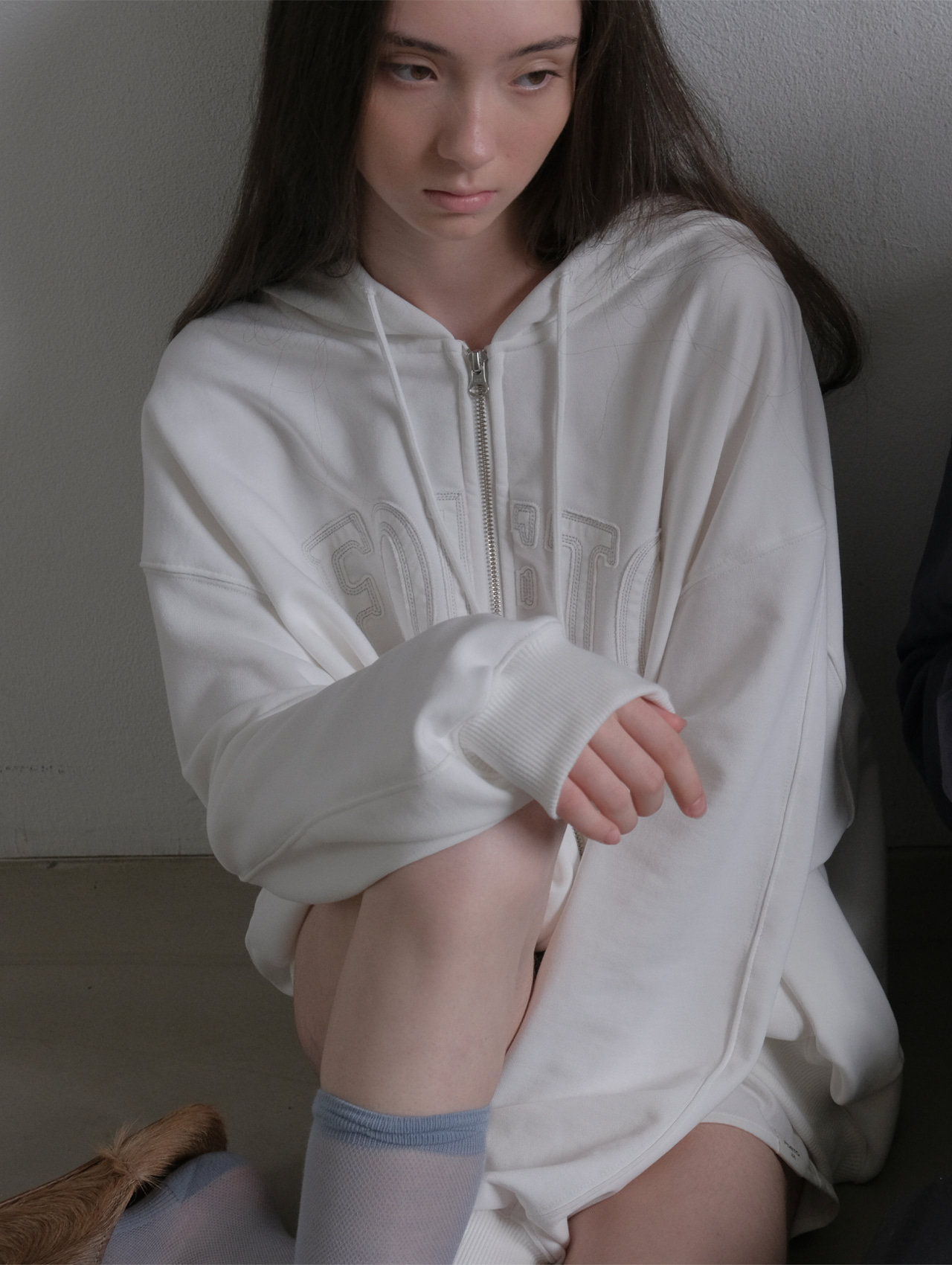 [2nd] Code patch hoody zip-up - ivory