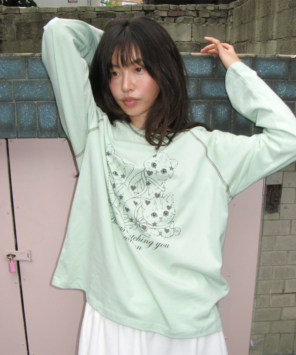 론론 KITTY CATS RAGLAN LONG SLEEVE MINT 상품 이미지 1