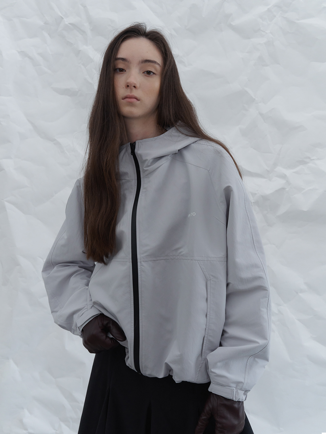 포에토 Utility wind shell jacket - light grey 상품 이미지 1