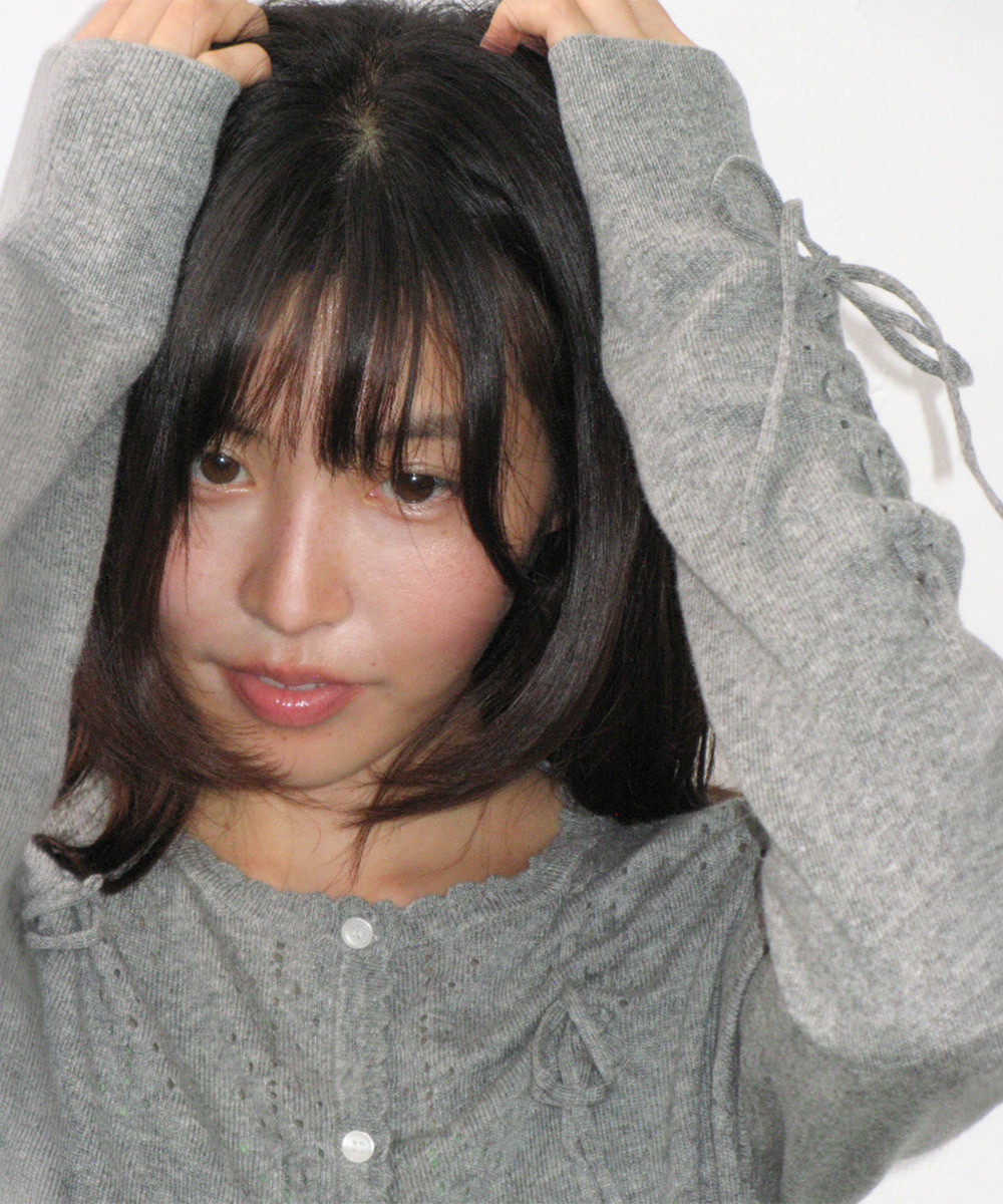 론론 OPENWORK RIBBON CARDIGAN GREY 상품 이미지 1