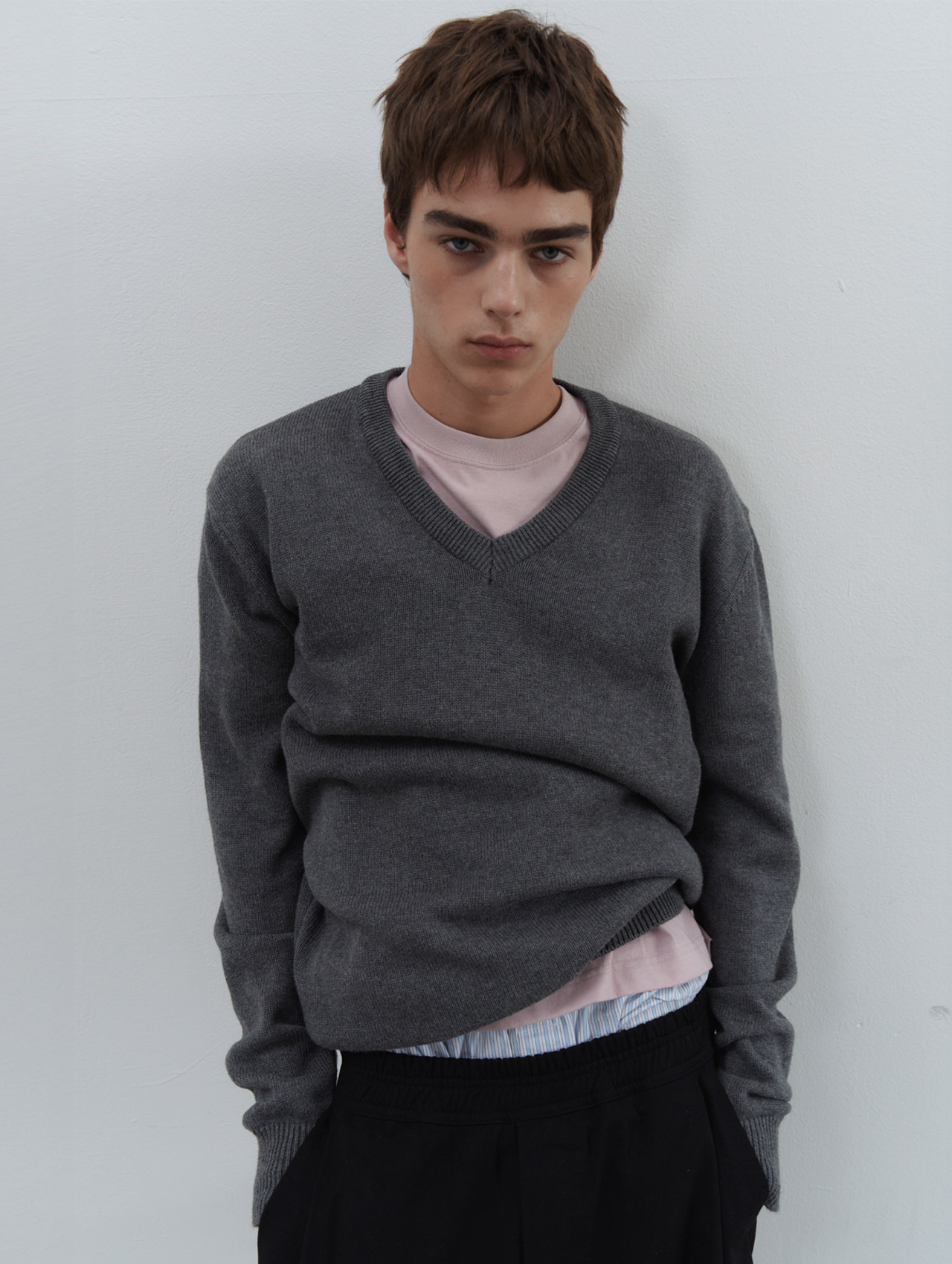 Mono v-neck knit - charcoal (MEN)