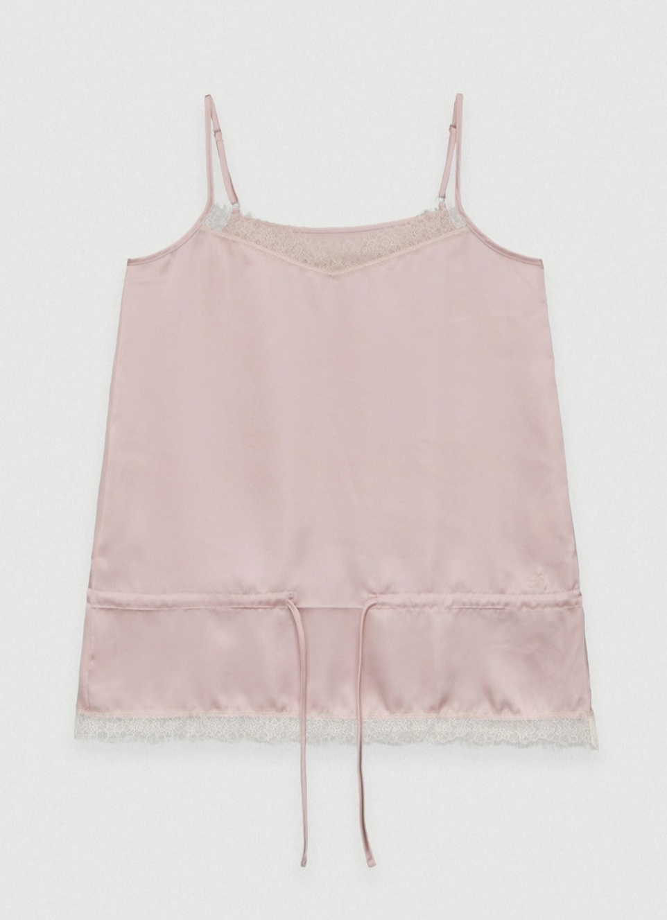 Hidden lace satin long sleevelss - pink