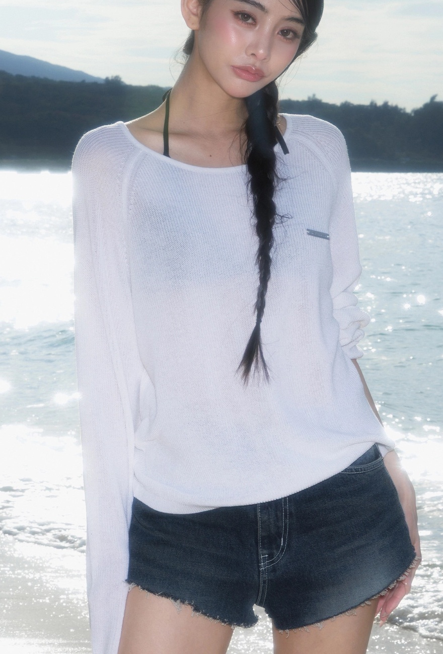 Boatneck Sheer Basic Knit [Ivory]