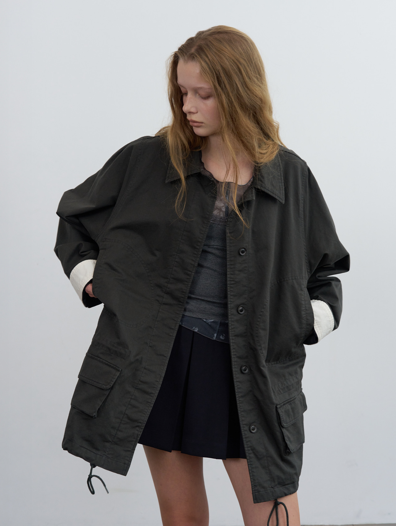 [5th] Low pocket cotton jacket - charcoal