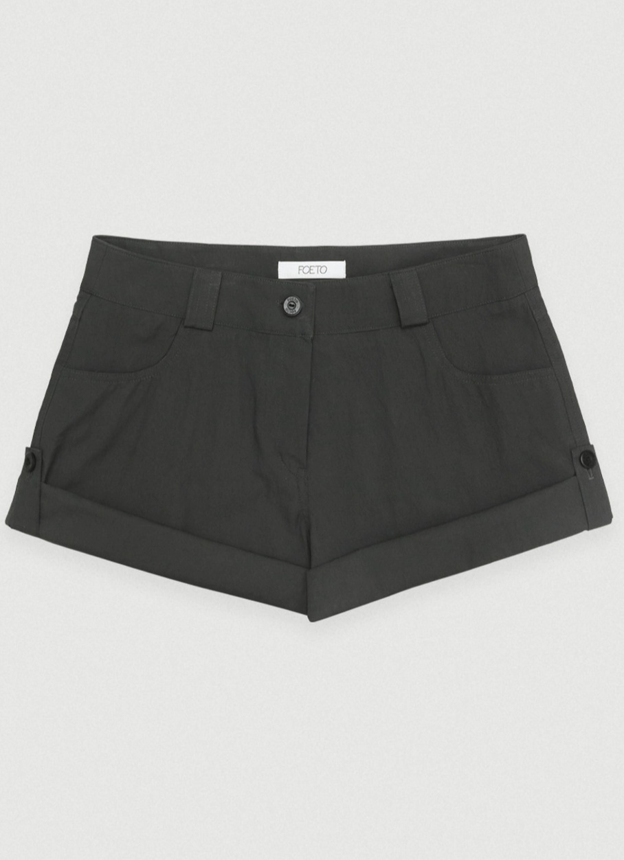 Cotton fold low shorts - charcoal