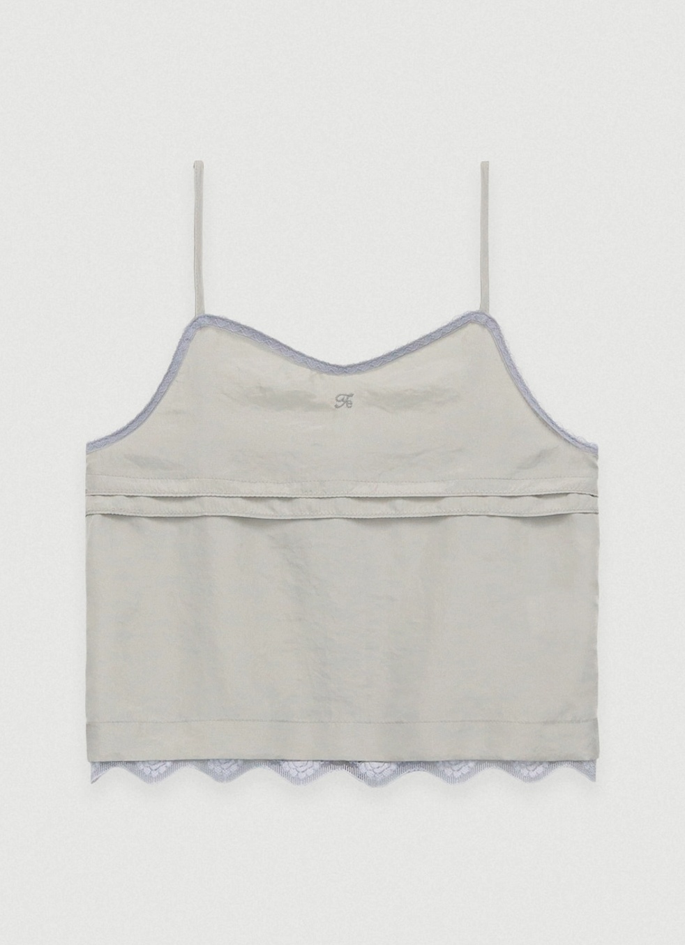 [2nd/2주이상소요] Dew trim satin cami top - light grey