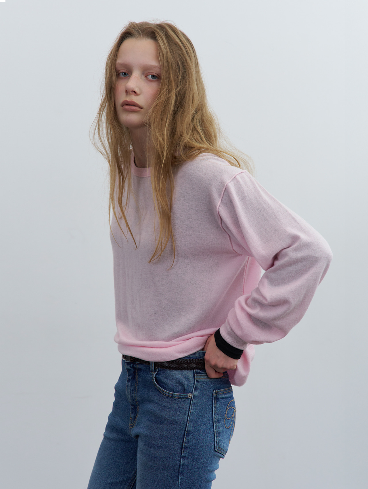 Light wool base knit - pink