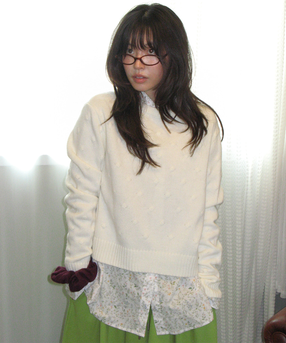 론론 TEXTURED DOT KNIT IVORY 상품 이미지 1