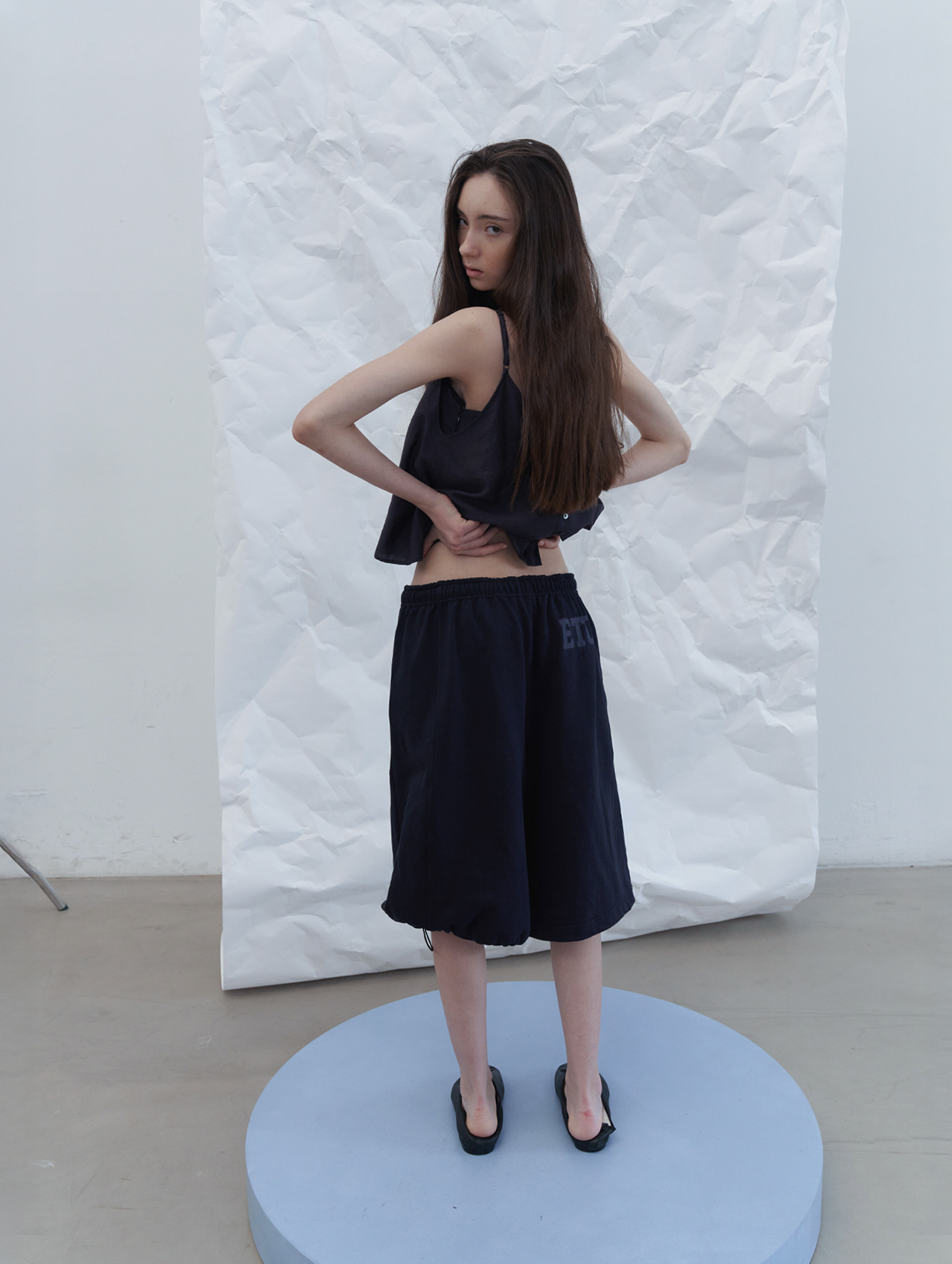 포에토 Sweat bermuda pants - navy 상품 이미지 1