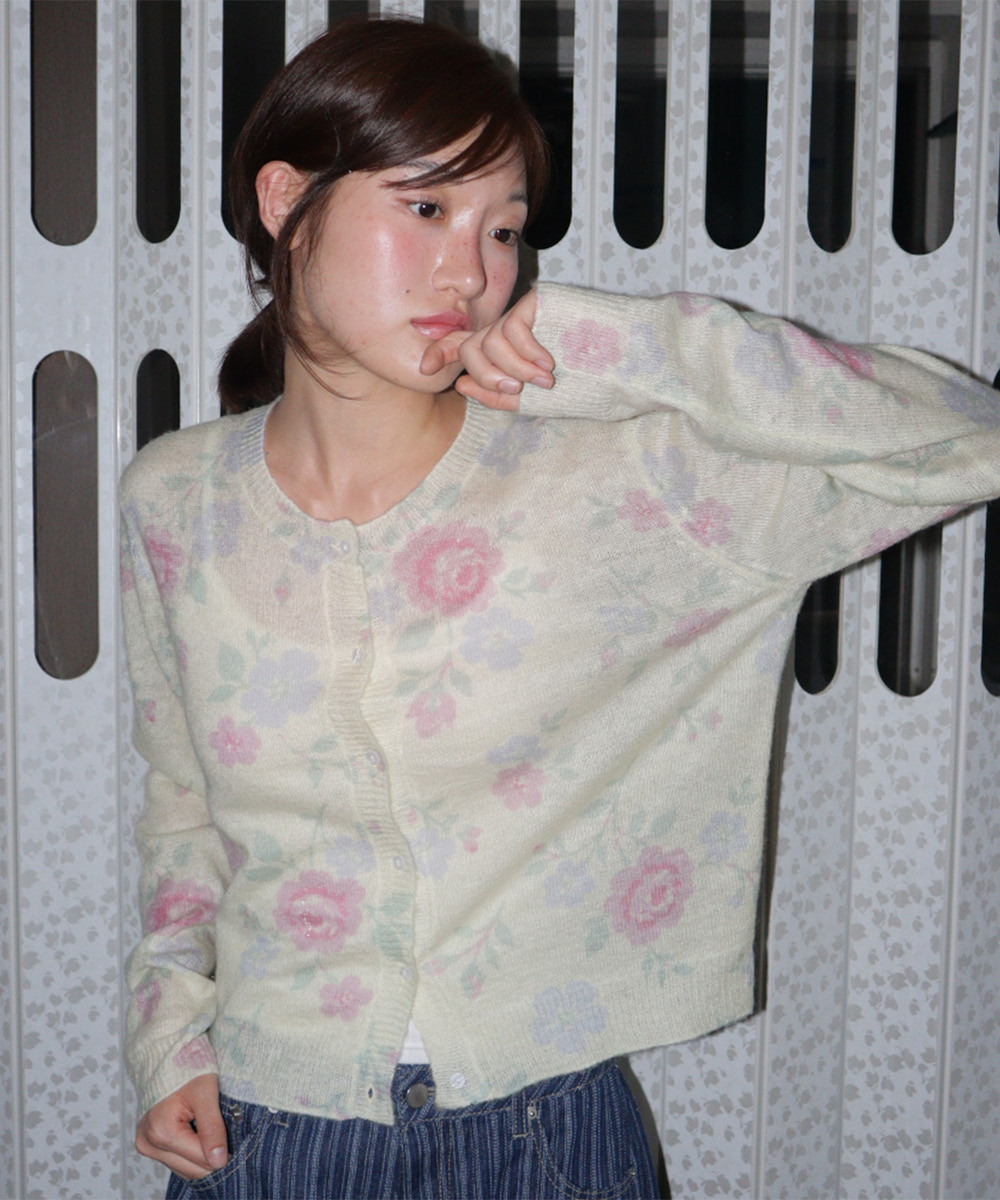 [10/7 순차배송] VINTAGE FLORAL CARDIGAN YELLOW