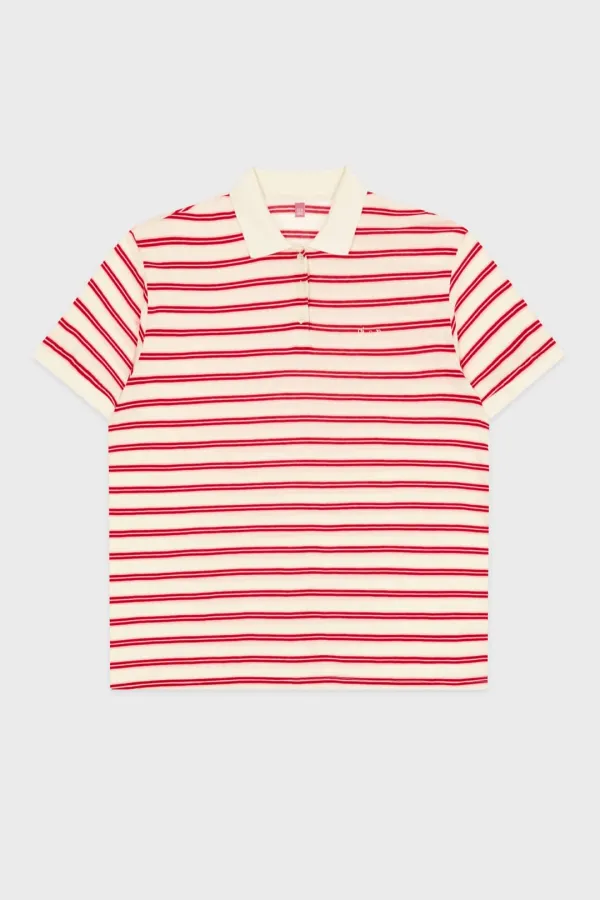 Stripe Half Sleeve PK Shirt (Red)