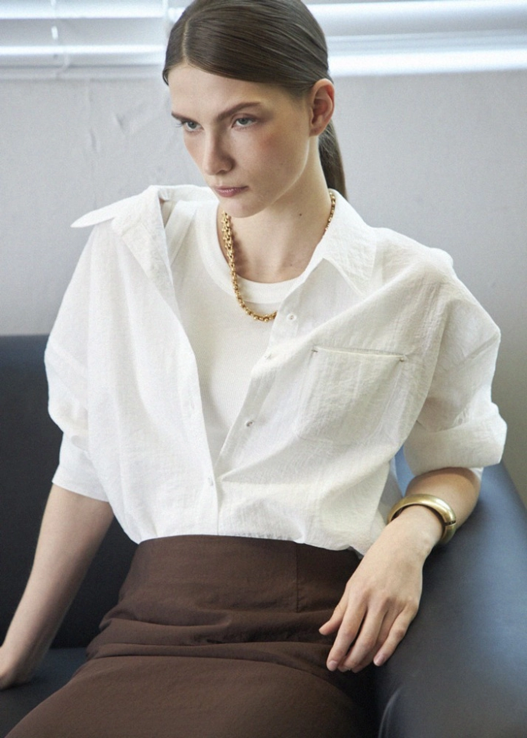 메종드이네스 OVERSIZED POCKET SUMMER SHIRT _WHITE 상품 이미지 2