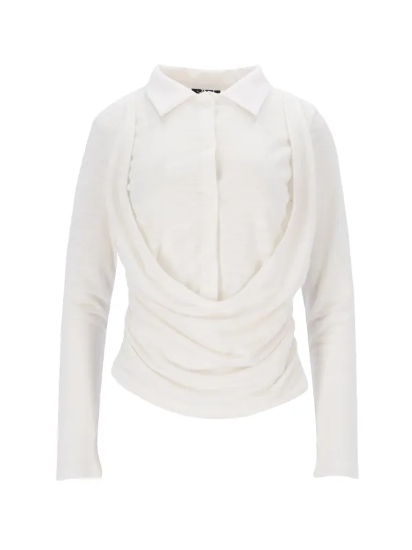 DRAPE SHIRT TOP (WHITE)
