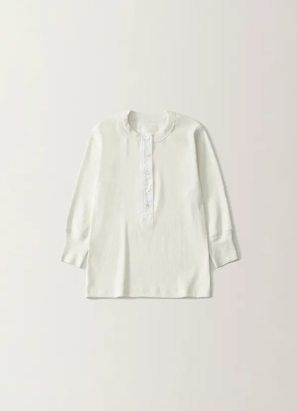9TH / Vintage button t-shirt (White)