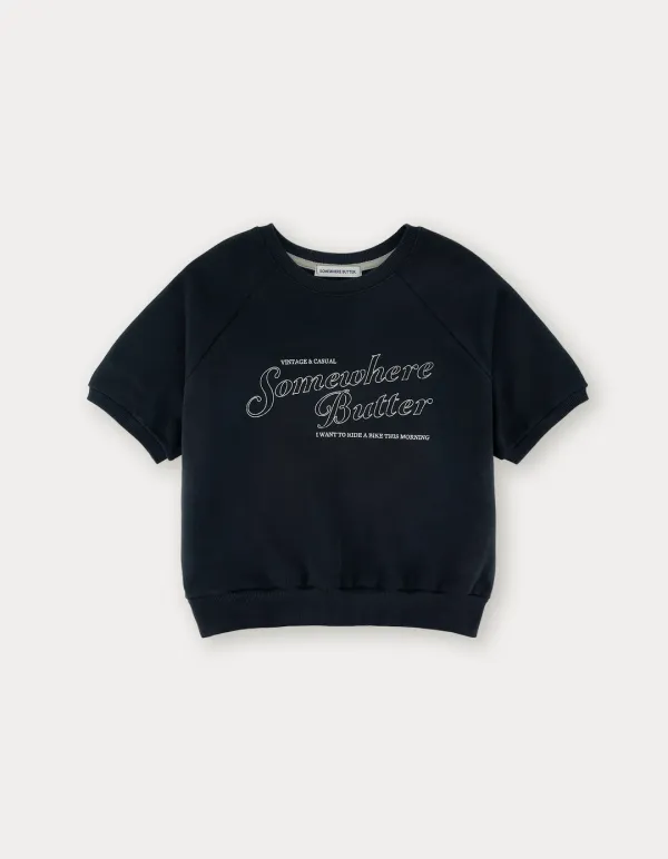 Crack Logo Half Sweatshirt - Navy