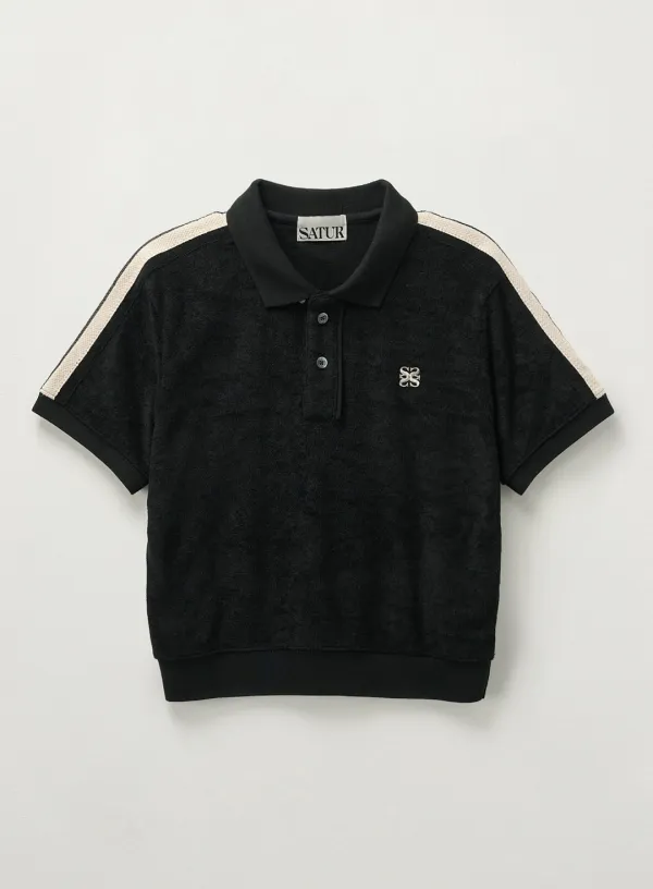 (W) Lawton Terry Pique Polo T-Shirt - Black