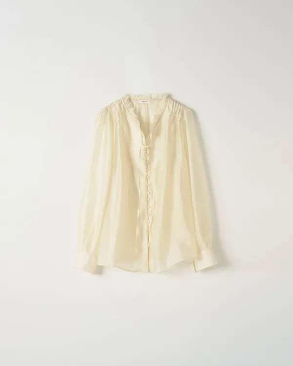 Silky Frill Blouse [BEIGE]