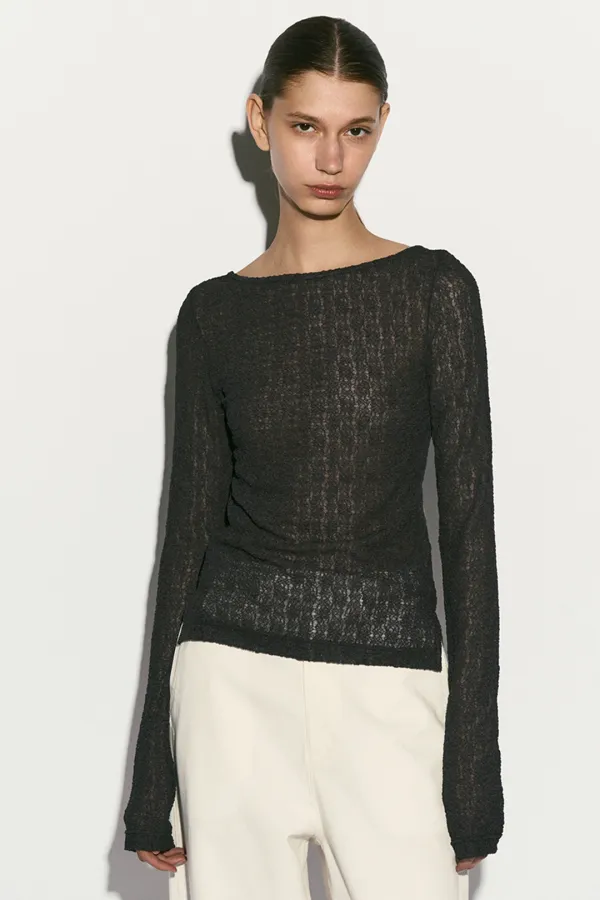 SEMI-SHEER ROUND NECK TOP