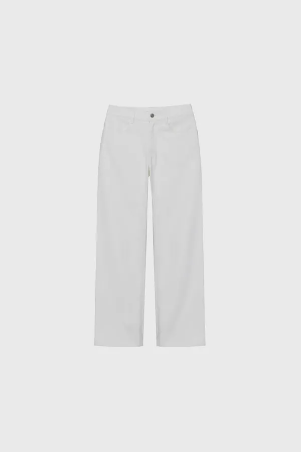 Classic Cotton Straight Pants (White / Black)
