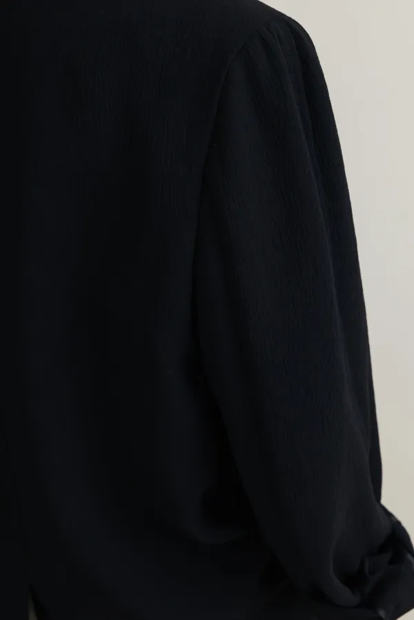 Single breast pleats jacket_black