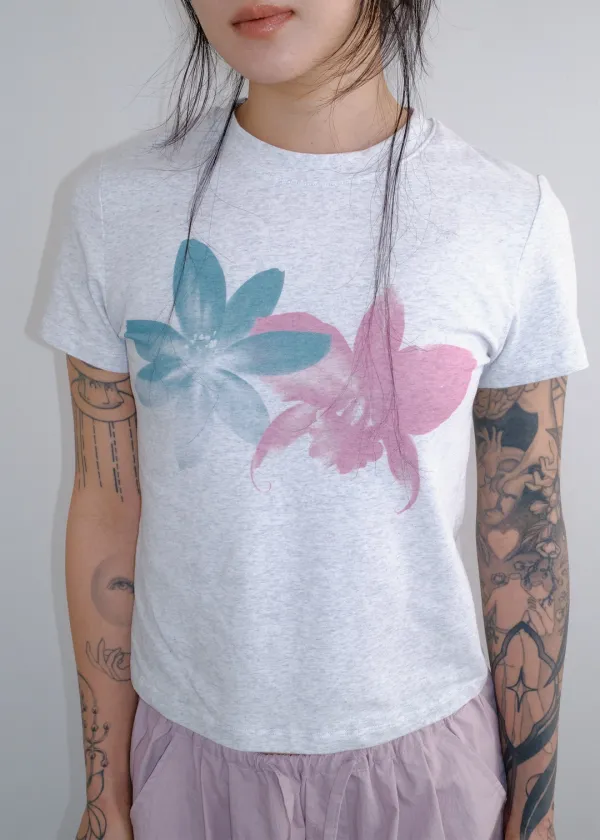 [X DOY]Double Flower Short Sleeve T-Shirt_2Color