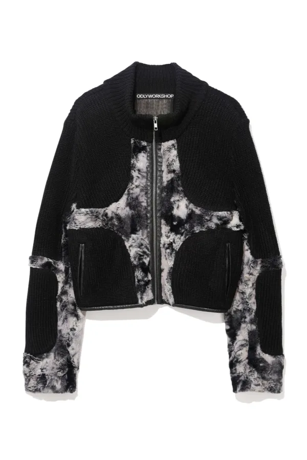 Knit & Fur Quad Jacket,  Blackout