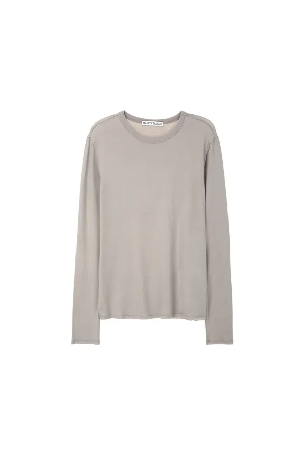 Tencel Long Sleeve T-shirt , Khaki Beige
