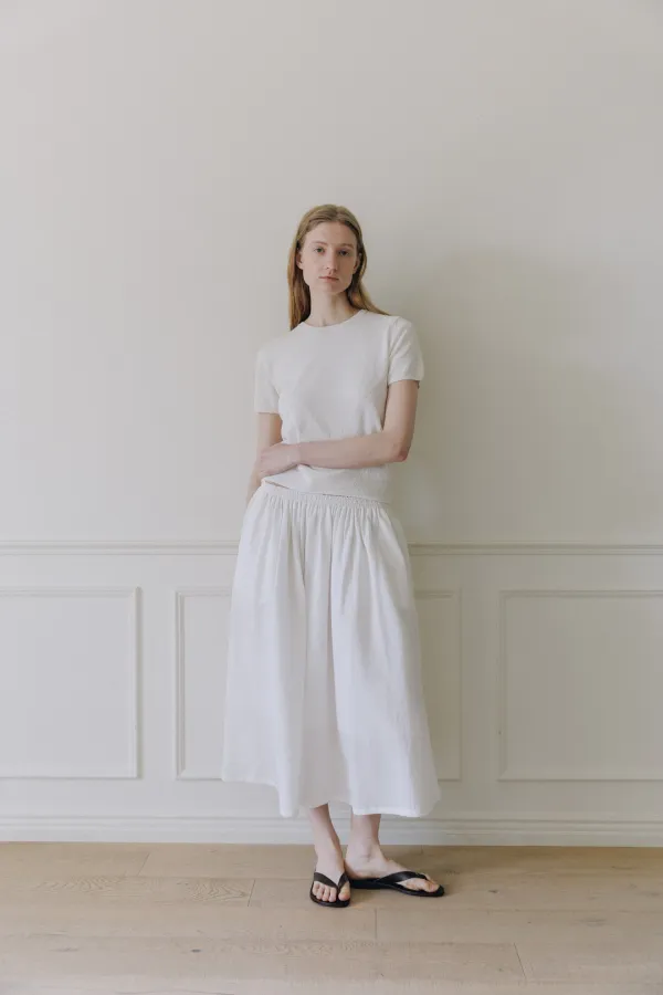 [6/12(금)이후 순차 발송] Linen banded skirt (White)