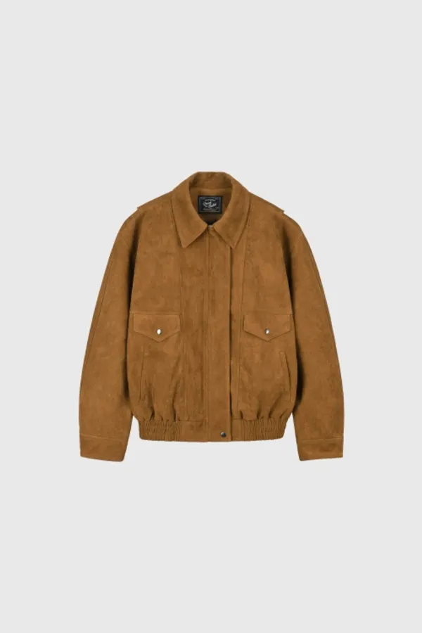 Suede Mood Collar Blouson - CAMEL