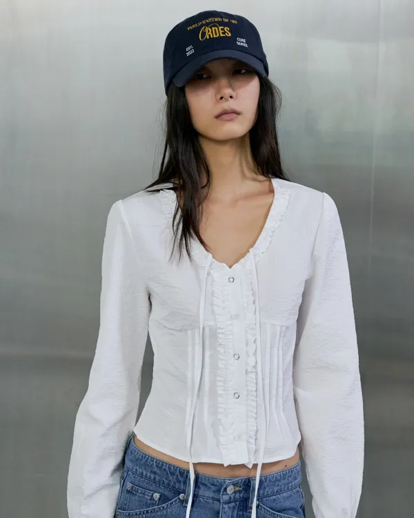 JADE RUFFLE BLOUSE - WHITE