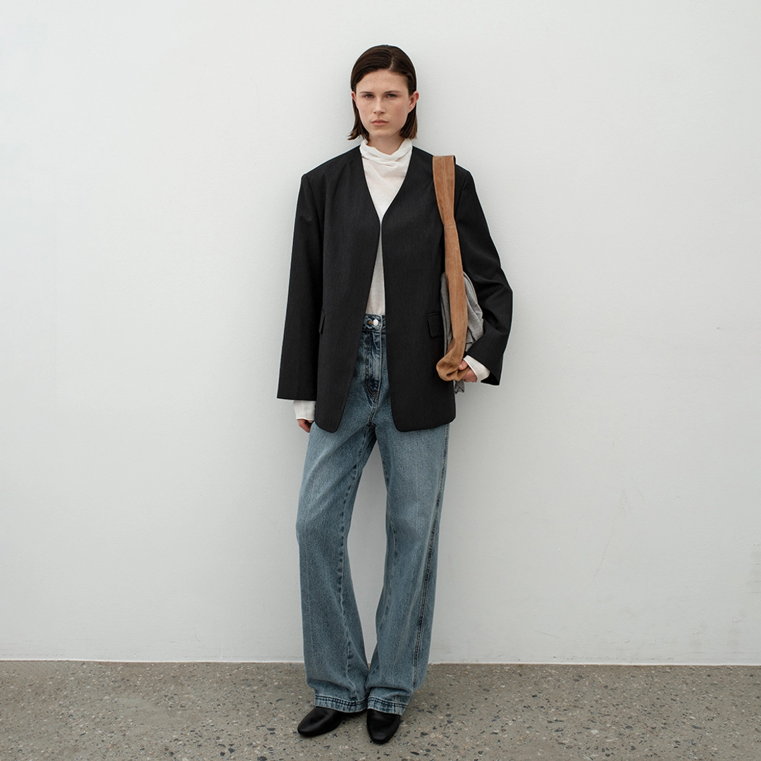 아뜰리에 나인 (JK-3036)V-NECK NO COLLAR JACKET 상품 이미지 1