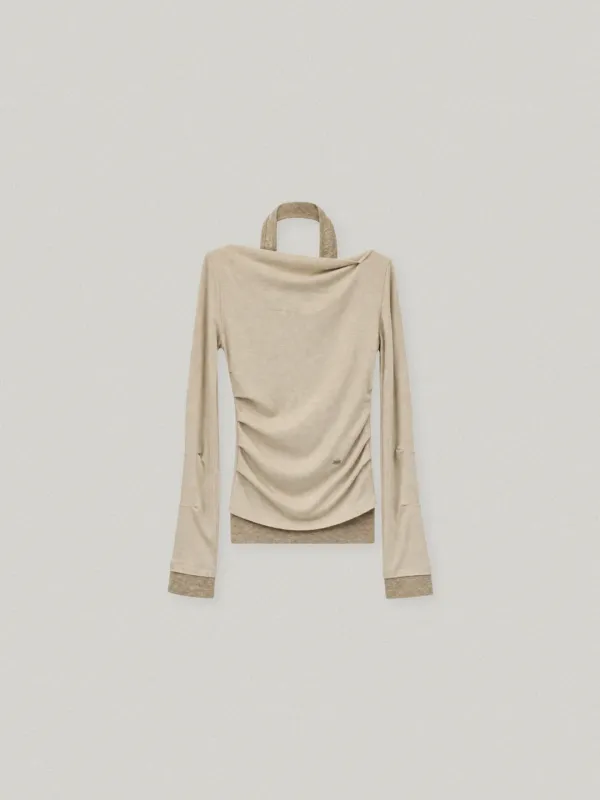 LIGNE OFF SHOULDER LONG SLEEVE SET (SAND BEIGE)