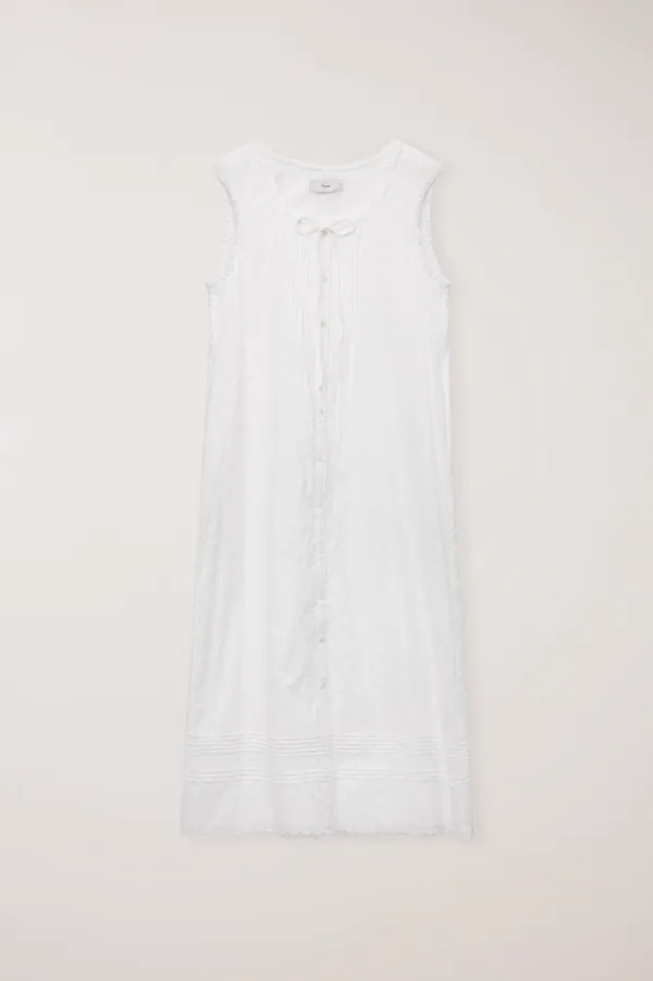 NEEDLEWORK BABYDOLL DRESS WHITE_UDDR6B225WT